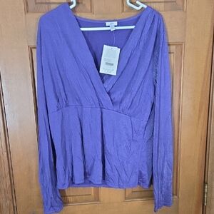 J. Jill Purple V-Neck Blouse